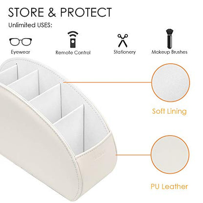 SITHON Remote Control Holder with 5 Compartments - color: Beige, size: Small