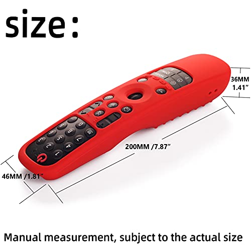 Hi Color Silicone Cover for MR24GA/MR21GA/MR22GN/MR23GA Protective Case Compatible with LG Magic TV C2 C3 G3 OLED Remote Control Slicone Sleeve with Lanyard(Red) - color: Red