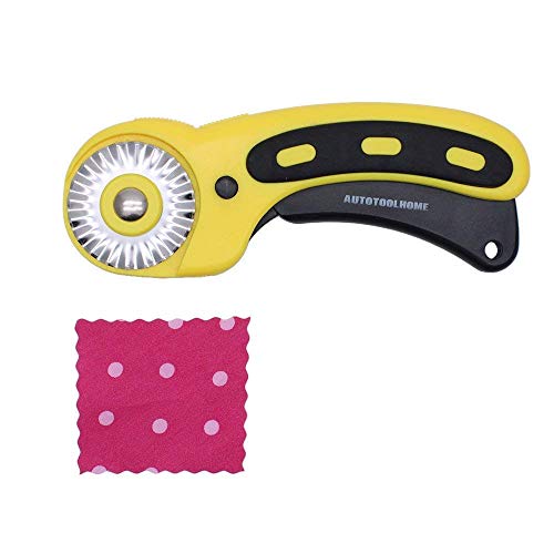 AUTOTOOLHOME 45mm Rotary Cutter for Fabric w/10 Pack Pinking Rotary Blades