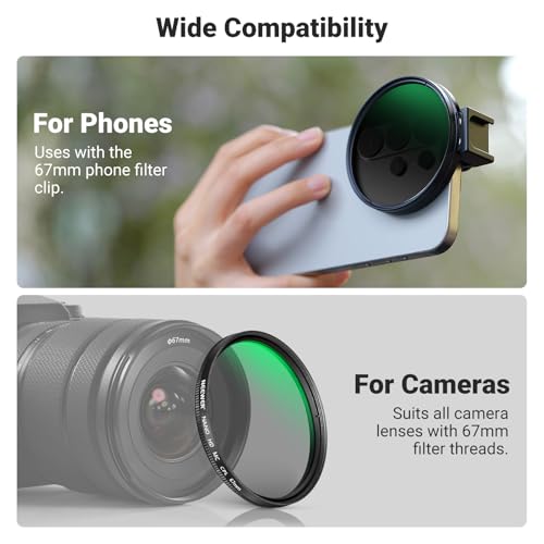 NEEWER 67mm Phone CPL Filter with Cold Shoe Clip, HD Circular Polarizer Lens Filter Accessories with Adjustable Polarization, Compatible with Android Samsung S26 Ultra iPhone 17 Pro Max & More, FL-113 - style: CPL w/Cold Shoe Clip