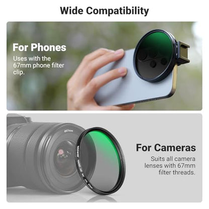 NEEWER 67mm Phone CPL Filter with Cold Shoe Clip, HD Circular Polarizer Lens Filter Accessories with Adjustable Polarization, Compatible with Android Samsung S26 Ultra iPhone 17 Pro Max & More, FL-113 - style: CPL w/Cold Shoe Clip