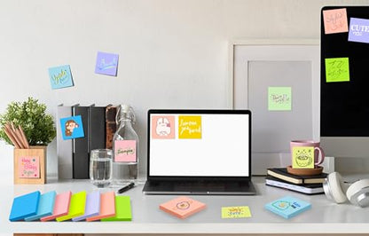 (18 Pads) Sticky Notes 3x3 inch, 9 Pastel Colors Self-Stick Pads - color: Pastel Colors