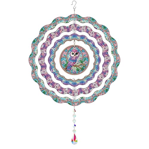MaiYiYi DIY Owl Diamond Art Painting Wind Chimes Kit, 7.87X7.87 inches - color: Purple