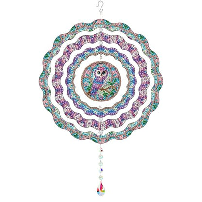 MaiYiYi DIY Owl Diamond Art Painting Wind Chimes Kit, 7.87X7.87 inches - color: Purple