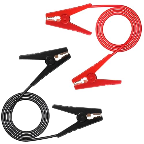 Farm Electric Fence Jump Leads with Crocodile Clip Connect Energizer and Fencing System Wire (Red+Black) - size: Red+Black-4Clip-2Wire