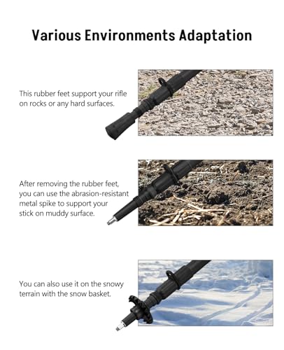 MidTen Shooting Stick Hunting Monopod with V Yoke Rest for Gun and Crossbow - color: Black