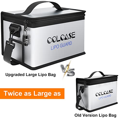 COLCASE Lipo Bag Fireproof Explosionproof for Lipo Battery Storage Charging - size: Large (11.0 x 8.0 x 6.5 inches)
