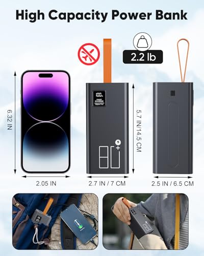 80000mAh High Capacity Power Bank, 30W Fast Charging Portable Charger PD&QC 3.0, 5 Output 2 Input Large Powerbank with LED Display USB C Battery Pack Charger Portable for Outdoor Camping Travel - size: 80000mAh