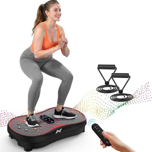 AXV Vibration Plate Fitness Platform Exercise Machine Vibrating Shaking Full Body Shaker Workout Vibrate Stand Shake Board Sport for Weight Loss Fat Burner for Gym Home Office - color: ROUND.BLACK