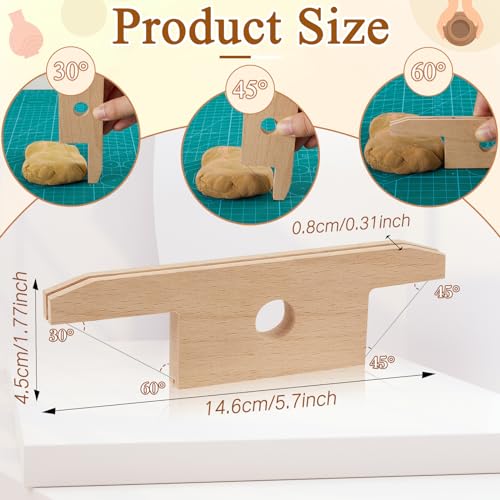 Amylove 3 Pcs Wooden Pottery Clay Tools Set, Paddles Pad Bevel Cutter