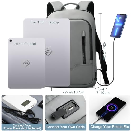 hk Backpack for Men Business Slim Laptop Bag - color: Grey, size: 15.6 Inch