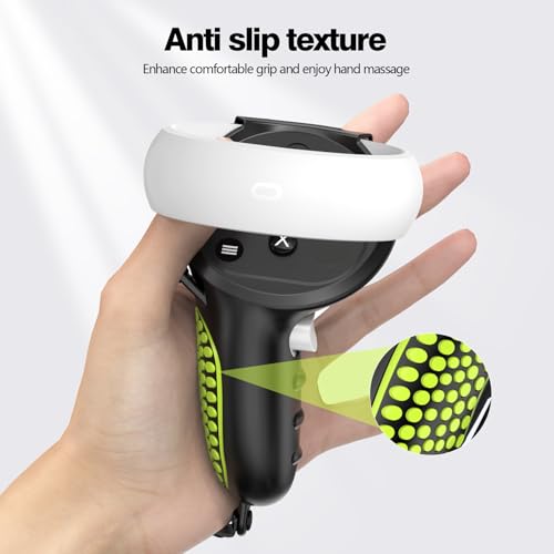 AMZDM Upgraded Controller Grips for Meta Quest 2 VR Oculus Touch Controllers Protector with Joystick Covers 1Pair Black & Green - color: Black & Green