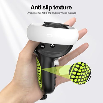 AMZDM Upgraded Controller Grips for Meta Quest 2 VR Oculus Touch Controllers Protector with Joystick Covers 1Pair Black & Green - color: Black & Green