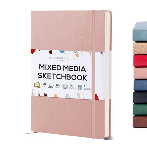 Beechmore Books A4 8.5x11 Mixed Media Sketchbook 300 GSM/140lb - color: Rose Wood, size: A4 - 8.5" x 11.5" Large