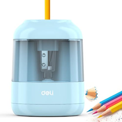 deli Electric Pencil Sharpener, Battery Operated, 6.5–8mm for Classroom - color: Blue