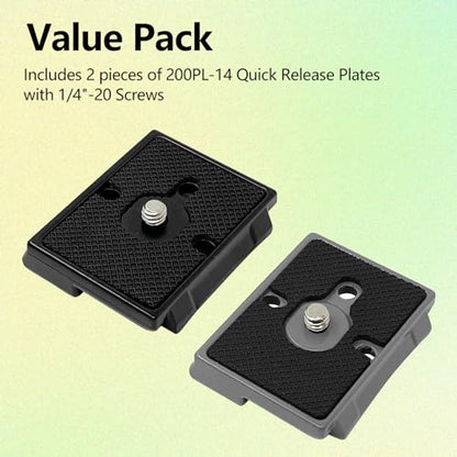 2 Pack Tripod Adapter Quick Release Plate Universal for Camera Tripod Head Rapid Mounting Plate Adapter Fit for 200pl-14 Rc2 Black Quick Release Plates for Camera Tripods (Black)