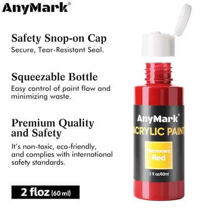 AnyMark Acrylic Paint, 24 Classic Colors Acrylic Paint Set with 10 Brushes - color: Classic