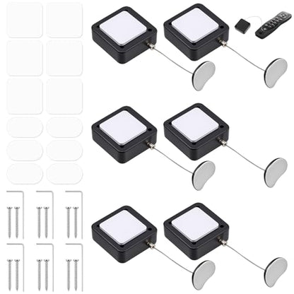6Pcs Remote Control Tether Cord and Holder 6.5 Ft Retractable Security Cable Lock with Double Sided Adhesive and Screws, Adjustable Cable Leash Length Rope Lanyard Lock for TV Tablets Showroom