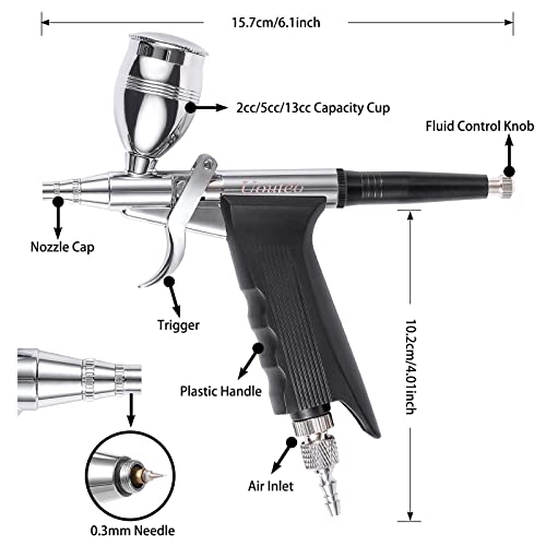 Airbrush Trigger Gun with 0.3 mm Needles 2CC/5CC/13CC Cup - color: 166AK 0.3mm airbrush kit