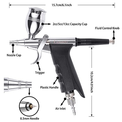 Airbrush Trigger Gun with 0.3 mm Needles 2CC/5CC/13CC Cup - color: 166AK 0.3mm airbrush kit