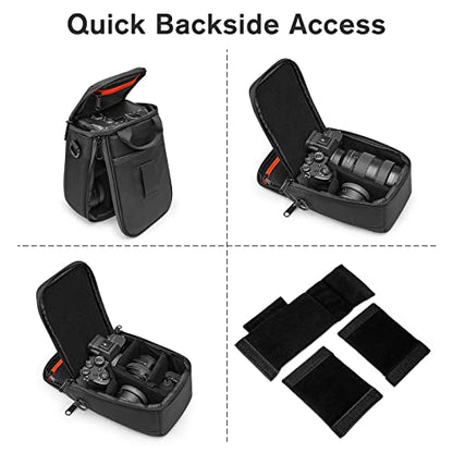 S-ZONE Camera Insert Bag Waterproof Lens Cube Case Compatible with Nikon Canon - color: Black