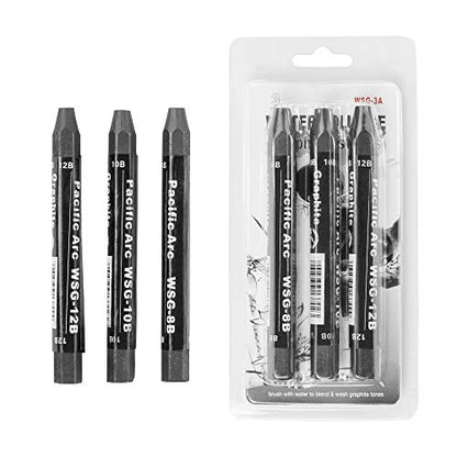 Pacific Arc Jumbo Water Soluble Graphite Sticks Set of 3, Soft 12B, 10B, 8B - style: 12B, 10B, 8B