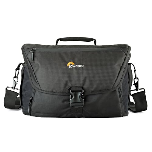 Lowepro LP37142, Nova 200 AW II Messenger Case, Camera Bag, Customizable, Portable, Fits 1-2 Pro DSLR with attached 24-105mm, Compact Drone, 3-5 Additional Lenses, Flash, Black - size: 200 AW II
