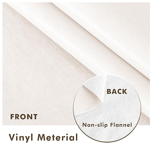 Waterproof Vinyl Tablecloth with Flannel Backing 2 Pcs 60x120 In Beige - color: Beige, size: 60x120 Inch (Rectangular)