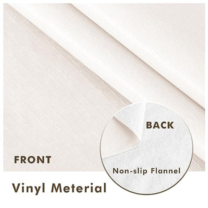 Waterproof Vinyl Tablecloth with Flannel Backing 2 Pcs 60x84 In Beige - color: Beige, size: 60x84 Inch (Rectangular)