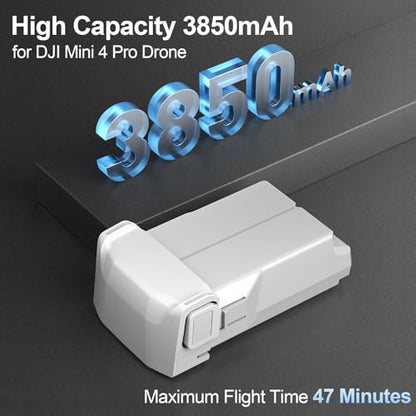 Mini 3/4 Pro Battery Plus 2 Pack and Two-Way Charging Hub, 3850mAh Replacement Intelligent Flight Battery Compatible with DJI Mini 3/4 Pro Drone, 47 Mins Max Flight Time