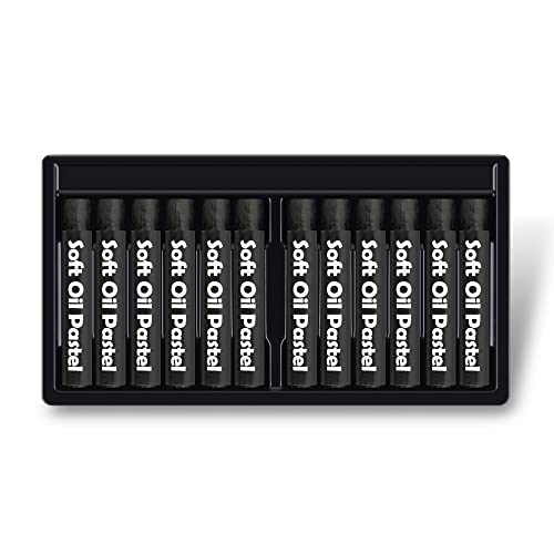 12 Pcs Cream Soft Oil Pastels Vibrant Black - color: 12pcs-black 02