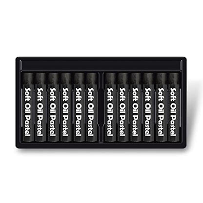 12 Pcs Cream Soft Oil Pastels Vibrant Black - color: 12pcs-black 02