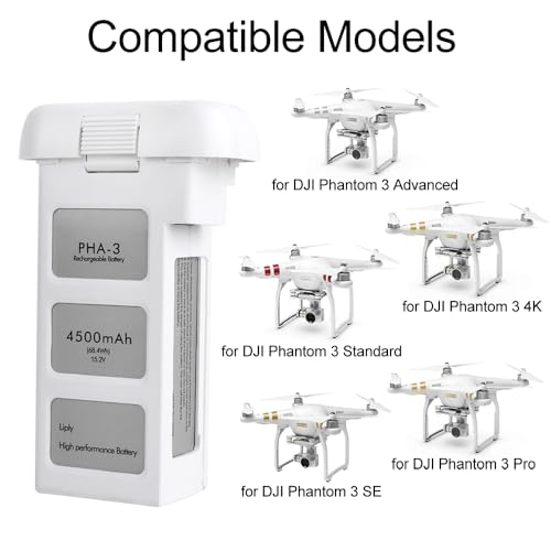 Phantom 3 Battery, 4500mAh 15.2V Upgraded Intelligent Flight Battery for DJI Phantom 3 Standard/3 Pro/3 Advanced/3 4K/3 SE Drone - size: 1 Pack