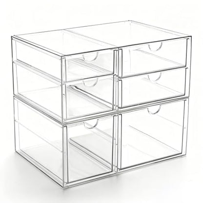 Prsildan Acrylic Makeup Organizer Clear Storage Drawer with 6 Small Drawers - size: 6 Drawers