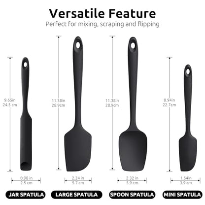 U-Taste 600ºF Heat Resistant Silicone Spatulas for Cooking, 4Pcs/Black - color: Black