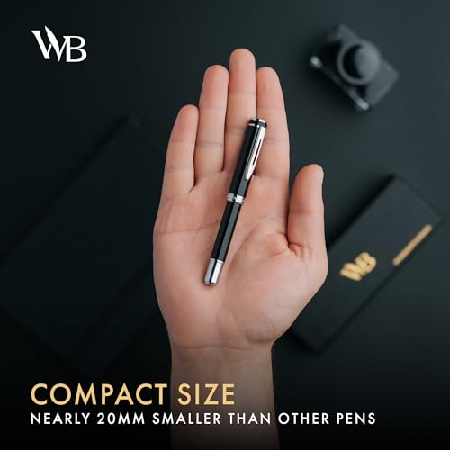 Wordsworth & Black Mini Pocket Fountain Pen for Writing, Medium Nib, Black - color: Black Chrome