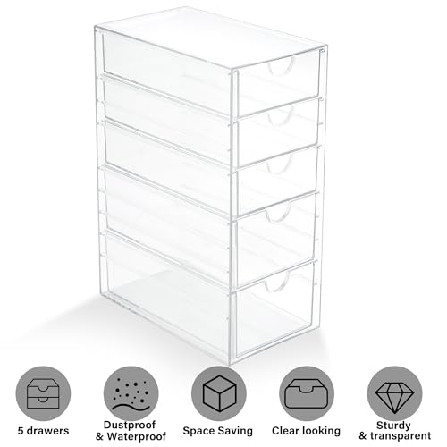 Prsildan Hair Accessories Organizer Acrylic Drawer with 5 Small Drawers - size: 5 Drawers
