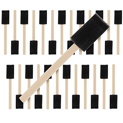 US Art Supply 1 inch Foam Sponge Wood Handle Paint Brush Set, 25-Pack