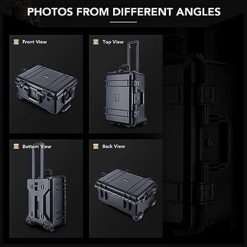 Lykus HC-5220 Hard Case with Wheels and Foam, Inner Size 19.09*12.68*8.66in - size: HC-5220