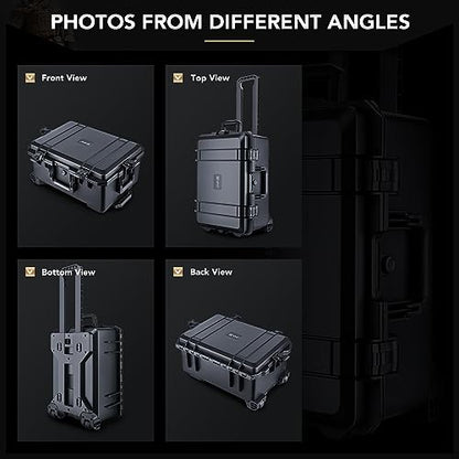 Lykus HC-5220 Hard Case with Wheels and Foam, Inner Size 19.09*12.68*8.66in - size: HC-5220