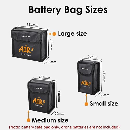 CAPART Battery Safe Bag for DJI Air 3 Drone, Storage Bag Fireproof Safety Charging Bag (Small Size 3pcs)