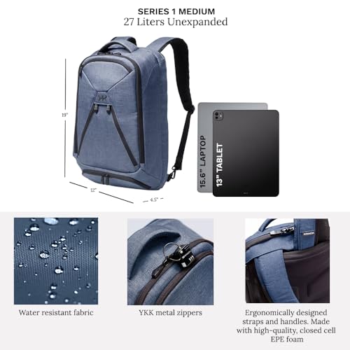 Knack Series 1 Medium Travel Backpack, 15.6-Inch Laptop, Expandable 27-39L - color: Indigo Blue, size: Medium
