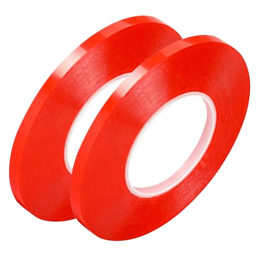 Double Sided PET Adhesive Tape for Phone LCD Touch Screen Repair, High Temperature Resistant Red Liner Acrylic Tape for Cellphone Tablet Laptop Digitizer Frame Bonding, 2 Rolls 5mm x 25M (82FT) - size: 2pcs 5mm x 25M