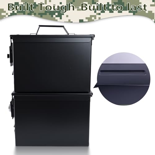Ammo Can&Ammo Box, Fireproof & Waterproof Metal Storage Box - Perfect for Ammo, Lithium Batteries & RC Car Batteries (Round Lock, Khaki-13.6 * 7.3 * 8.6") - color: Khaki-13.6*7.3*8.6", style: Round Lock