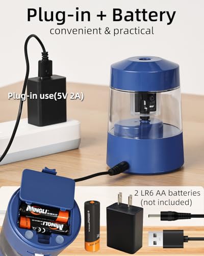 ZMOL Electric Pencil Sharpener Battery, 6-12mm Jumbo Pencils,Dark Blue - color: Dark Blue