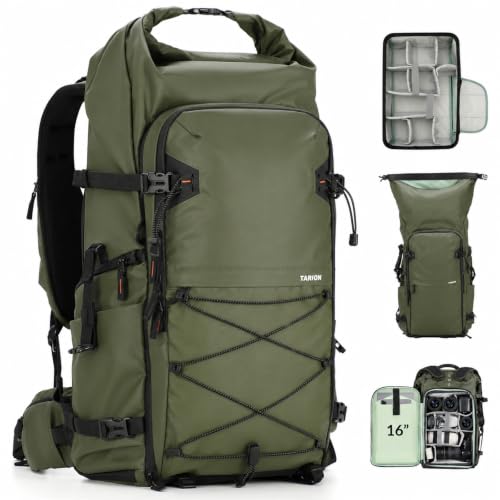 TARION Extra Large Camera Backpack 35L Expandable Rolltop XProber Green - style: X-prober (Green, 35 Liters)