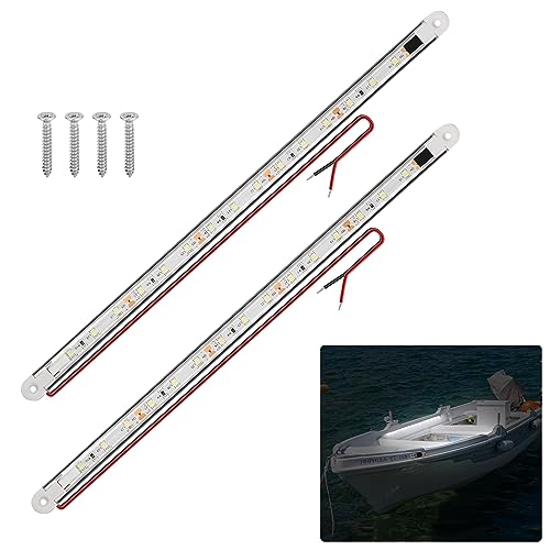RVZONE Marine LED Boat Strip Lights, White 2‑Pack IP67 Interior Lighting - color: White/11.8 inch/2 Pcs