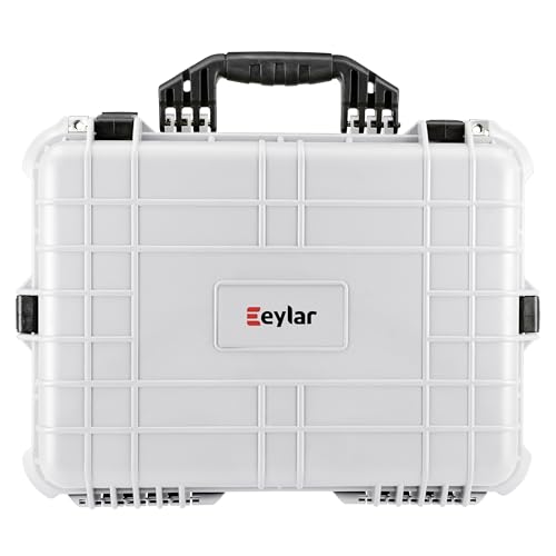 Eylar 20" Large Hard Case Equipped With Ragar Reconfigurable & Reusable XP Crosslinked Foam Insert, Waterproof, Shockproof For Equipment, Drones And Cameras (2 Ragar Layers) (Polar White)
