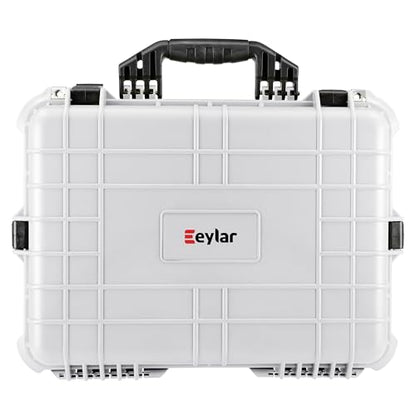 Eylar 20" Large Hard Case Equipped With Ragar Reconfigurable & Reusable XP Crosslinked Foam Insert, Waterproof, Shockproof For Equipment, Drones And Cameras (2 Ragar Layers) (Polar White)