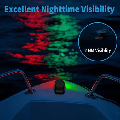 Obcursco Boat Navigation Lights, Red and Green LED Light, Boat Accessories - color: Black